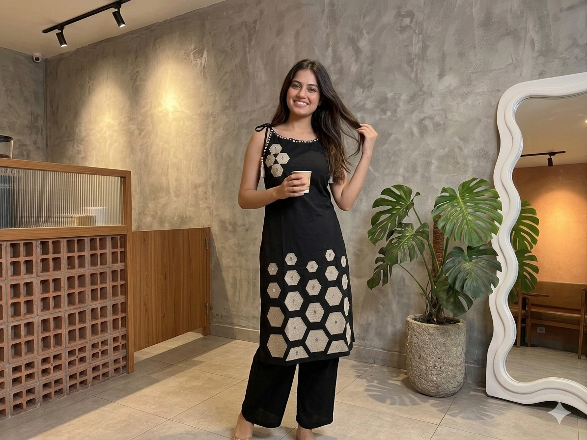 Modern Pearl-Neckline Kurta