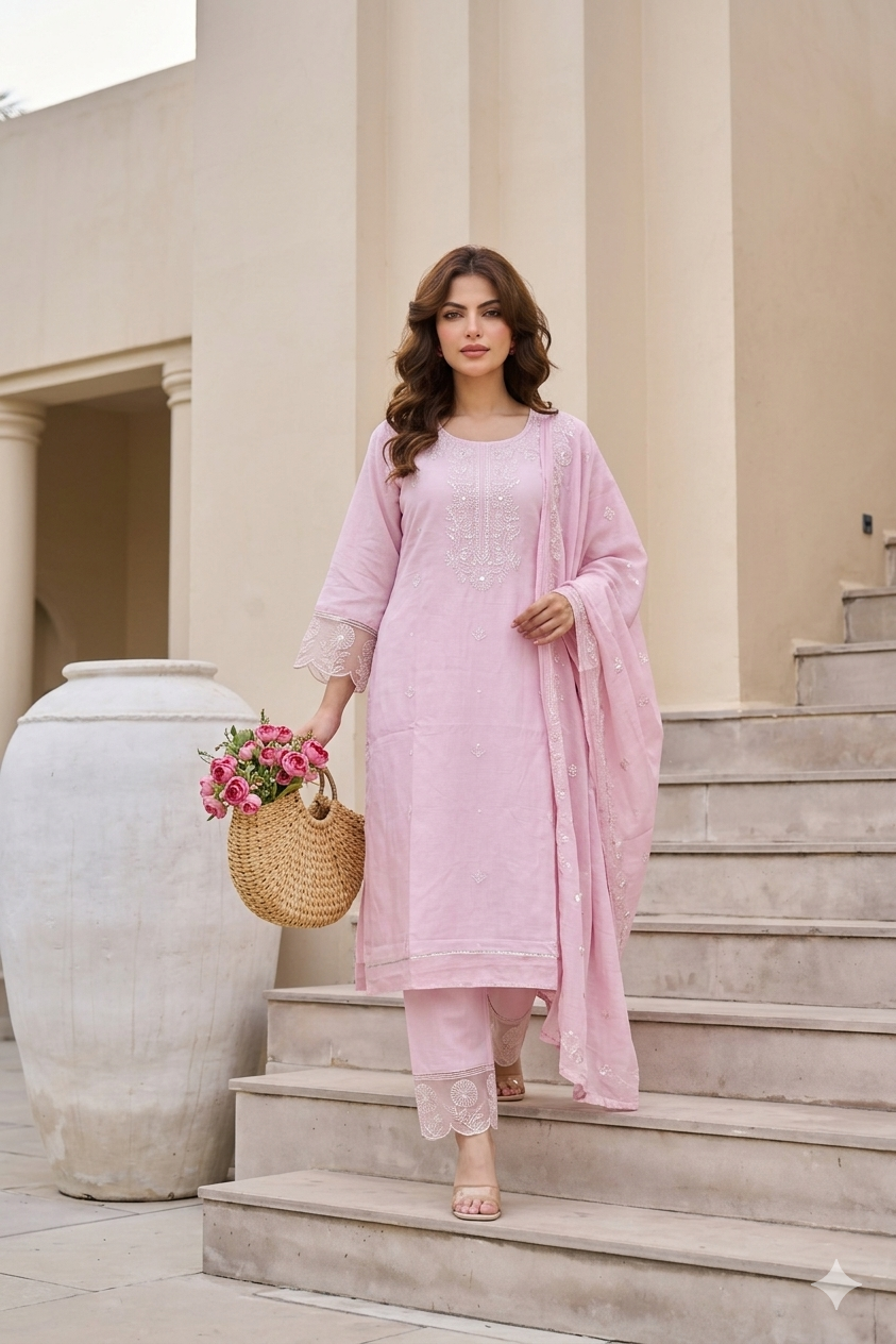 Pink Pure Cotton Suit Set