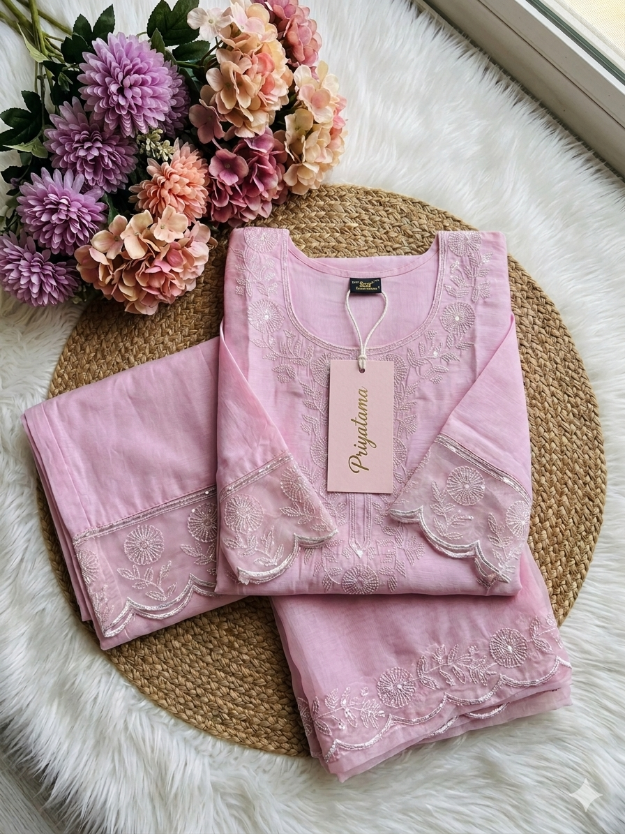 Pink Pure Cotton Suit Set